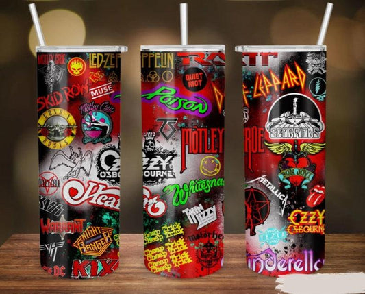 80S 90S Rock, Classic Rock Bands, Vintage Rock Bands, Classic Rock Gift, Gift for Dad, Rock Band Tumbler, 20 Oz. Skinny Tumbler