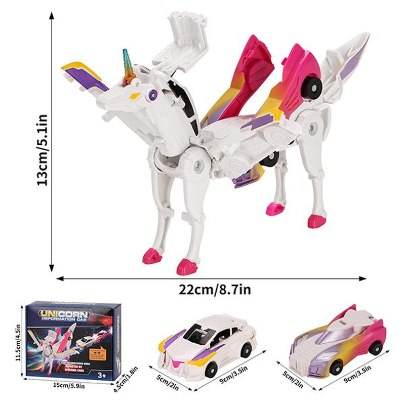 Transform Car Toys into Magical Flying Dinosaur and Unicorns!2Pcs Transforming Car-Robot for Kids, Automatic Deformation of Magnetic Connections. Cars Kids