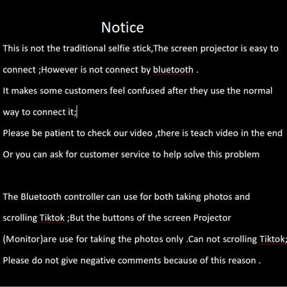2025 New 5 in 1 Projection Rear Camera Selfie Stick ,With Selfie Monitor Screen,With Brush Tiktok Bluetooth Remote Control Scrolling ,With 2Pcs LED Fill Lights ,Maxinum Extend to 66.93 Inches , Phone Tripod, Content Creator Tools