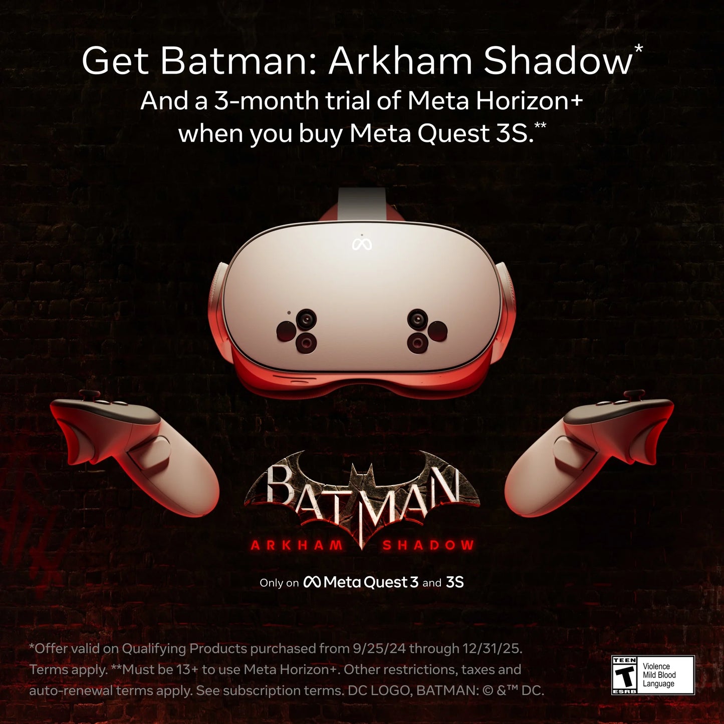 3S 128GB – Get Batman: Arkham Shadow and a 3-Month Trial of Meta Horizon+ Included – All-In-One Headset
