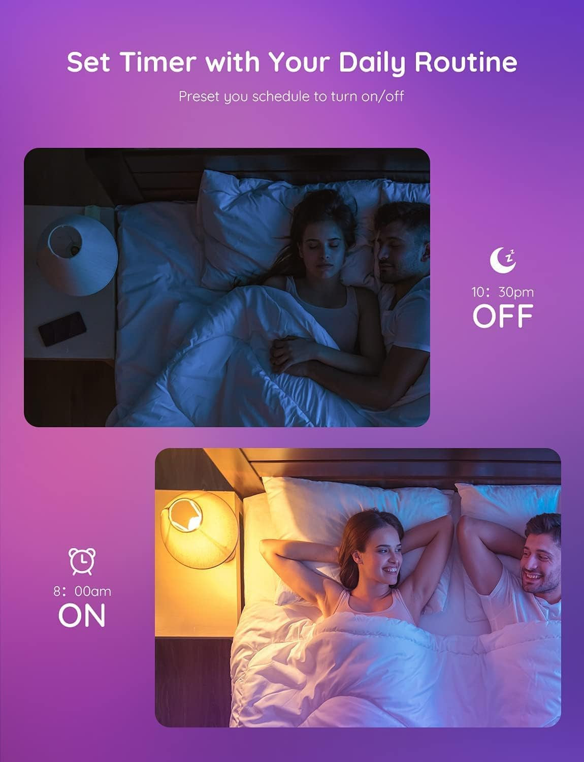 Smart Light Bulbs - Dimmable RGBWW Color Changing, Works with Alexa & Google Assistant, No Hub Required, 9W 60W Equivalent A19 LED for Bedroom Living Room (4 Pack)