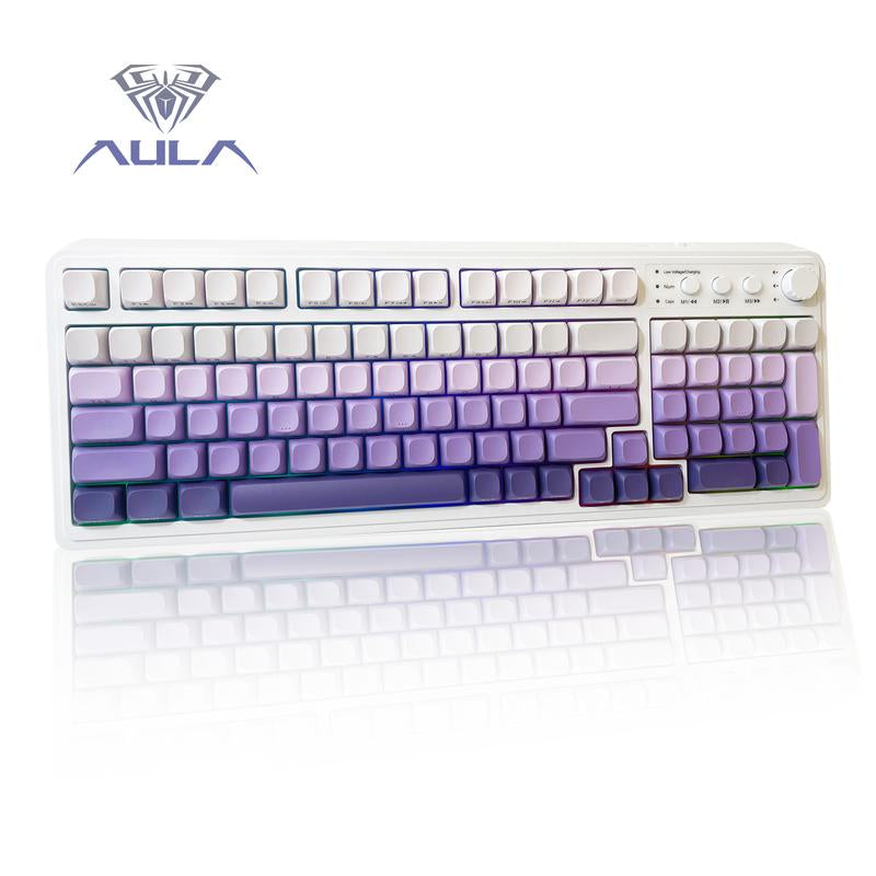AULA S99 Key Keyboard, Tri-Mode Bluetooth/2.4Ghz/Usb-C Cute Creamy Gaming Keyboard with Number Pad RGB Backlit, Media Knob Custom for MAC Xbox PC Gamer Valentine'S Day Gift