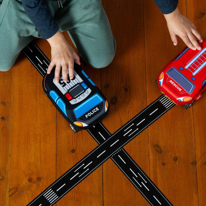 ZIPIT Truck Box - Cute Fire Truck & Police Car Design for Kids, Four Spinning Wheels, High-Quality Durable Storage