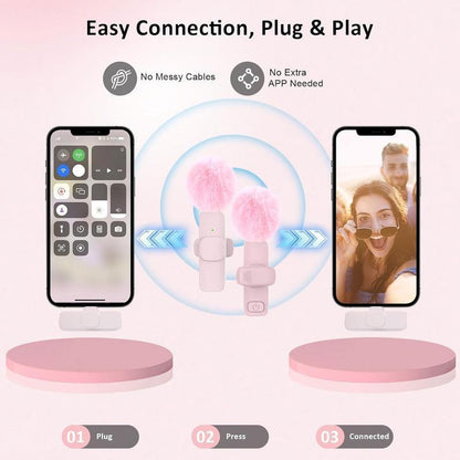 Wireless Lavalier Microphone for Iphone/Smartphone, 2 Mini Lapel Microphones with Clearer Audio for Video