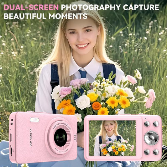 1080P Auto Focus Digital Camera, with 32Gmemory Card, Compact Portable Camera, Point and Shoot Camera, 16Xzoom, Device, Teenagersbeginners, Teen Girl Boy Gift