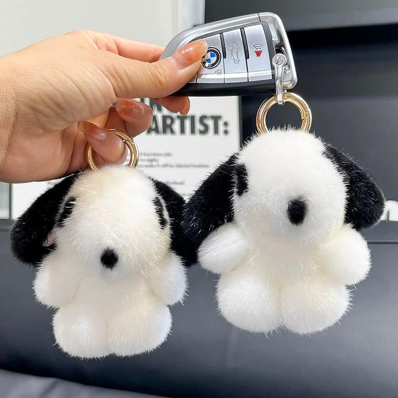 Puffy Shop Handmade Plush Cute Puppy Bag Charm Pendant Keychain Charms Soft Holiday Gift Handmade Pom Pom Keychain