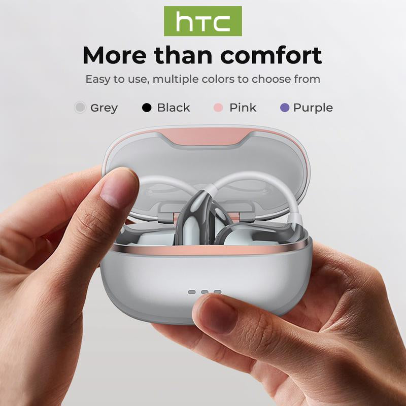 HTC NE18 AI Translation Bluetooth 6.0 Earphones with APP OWS Wireless Earbuds Stereo Support 135 Languages Real Time Bluetooth Translation IPX5 Waterproof Sports Headphones Built-In Microphone