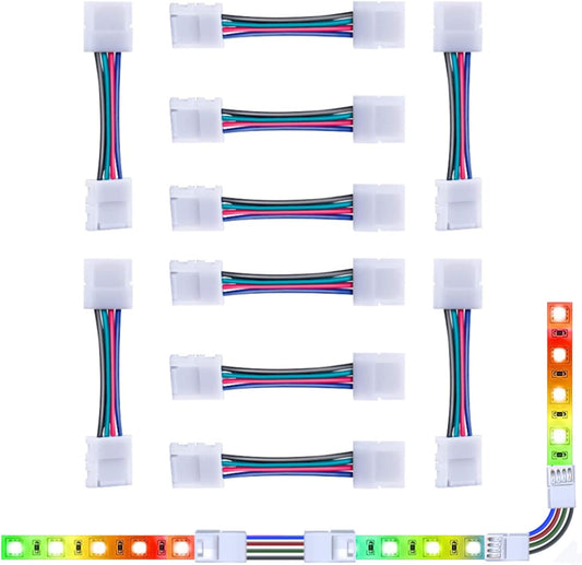 LED Light Connectors L Shape 4 Pin LED Connectors 10Mm Gapless Solderless Strip to Strip Jumper Adapter Terminal Extension LED Strip Connectors for RGB 3528/5050 LED Light Strip Connector