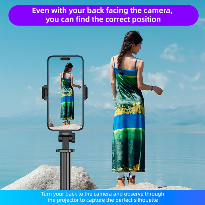 2025 New 5 in 1 Projection Rear Camera Selfie Stick ,With Selfie Monitor Screen,With Brush Tiktok Bluetooth Remote Control Scrolling ,With 2Pcs LED Fill Lights ,Maxinum Extend to 66.93 Inches , Phone Tripod, Content Creator Tools