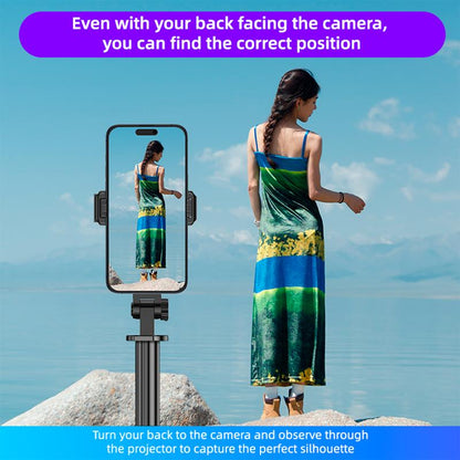 2025 New 5 in 1 Projection Rear Camera Selfie Stick ,With Selfie Monitor Screen,With Brush Tiktok Bluetooth Remote Control Scrolling ,With 2Pcs LED Fill Lights ,Maxinum Extend to 66.93 Inches , Phone Tripod, Content Creator Tools