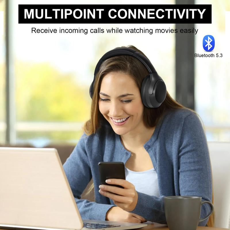 T-Fun NC50 Hybrid ANC Wireless Headphones, Built-In Mic, Low Latency,Be Aware of Safety Mode,Custom EQ, Over-Ear, Android/Iphone