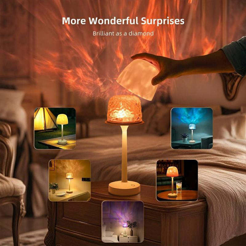Water Ripple Design Table Lamp, USB Rechargeable Portable Night Light, LED Ambient Light with Remote Control, Suitable for Bedroom, Living Room, Study, Home
