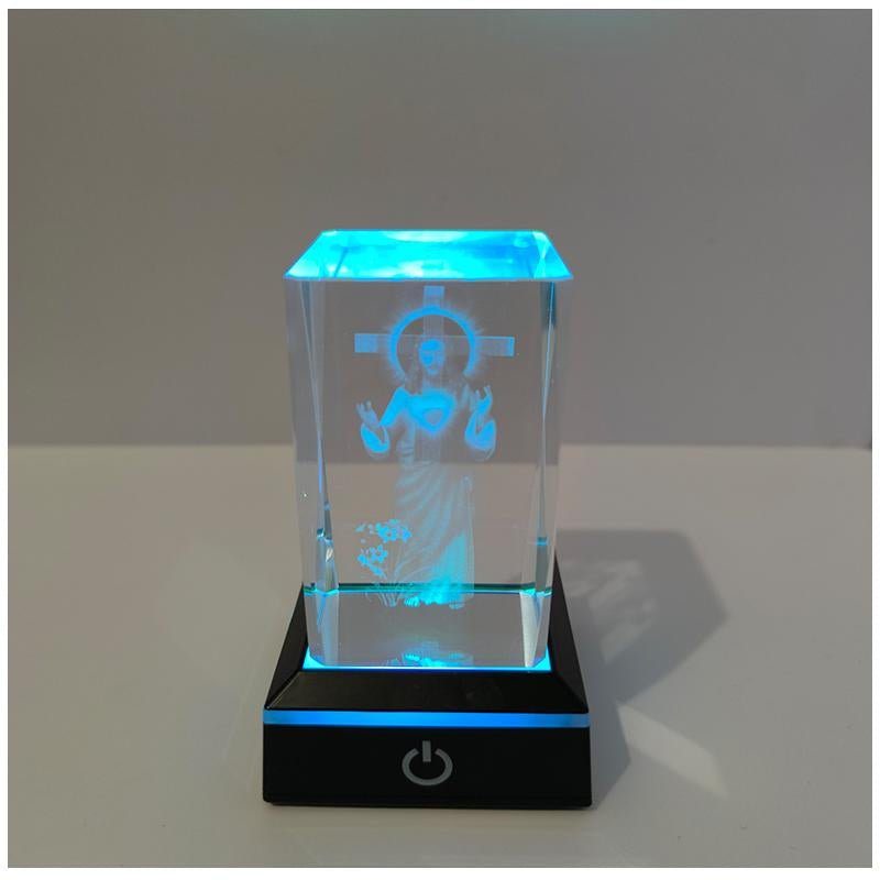 Cross Jesus Night Light Rectangular Glass with Multiple Adjustable Lighting Modes,May the Lord Watch over Your Darkness