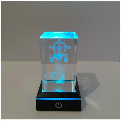 Cross Jesus Night Light Rectangular Glass with Multiple Adjustable Lighting Modes,May the Lord Watch over Your Darkness