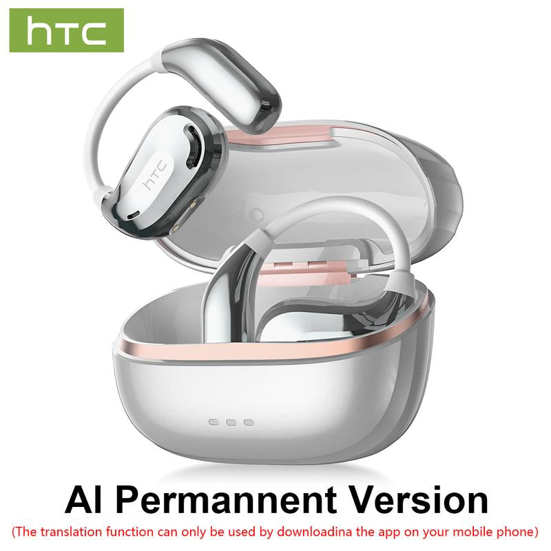 HTC NE18 AI Translation Bluetooth 6.0 Earphones with APP OWS Wireless Earbuds Stereo Support 135 Languages Real Time Bluetooth Translation IPX5 Waterproof Sports Headphones Built-In Microphone