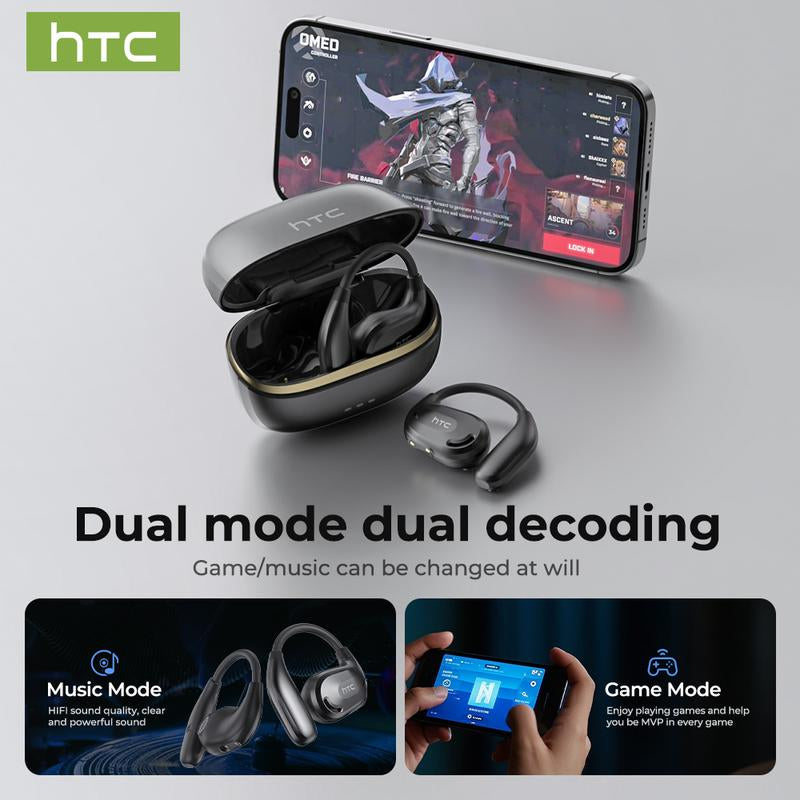 HTC NE18 AI Translation Bluetooth 6.0 Earphones with APP OWS Wireless Earbuds Stereo Support 135 Languages Real Time Bluetooth Translation IPX5 Waterproof Sports Headphones Built-In Microphone