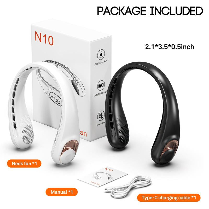 Portable Neck Fan, 5200Mah Rechargeable, 4H Use, Hands-Free Bladeless, 3 Speeds, for Travel, Sports, Office, Gift for Women Men,
