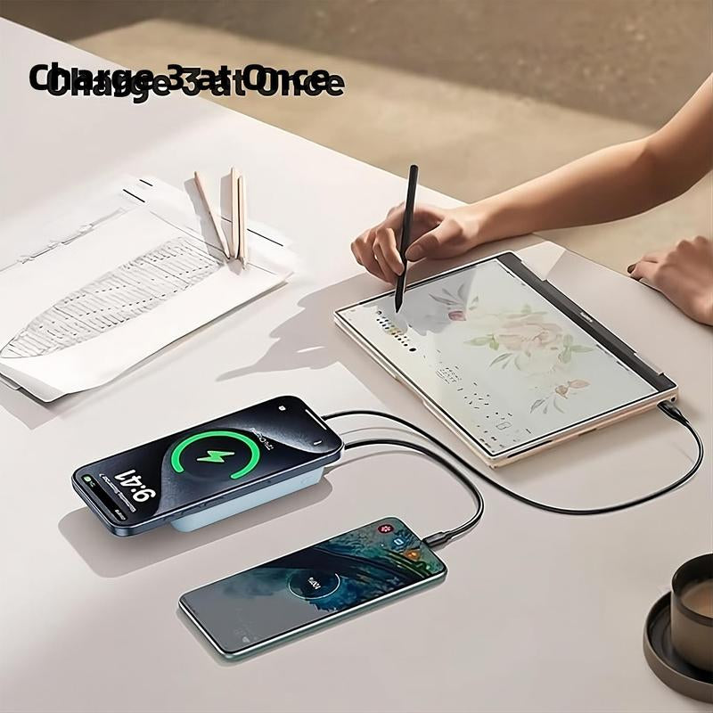 Magnetic Wireless Portable Charger with Stand, Foldable Power Bank with Type-C Cable LED Display 22.5W 10, 000Mah PD Fast Charging Lighting Battery Pack for Iphone 16/15/15 Plus/15 Pro/15 Pro Max, Iphone 14/13/12 Series