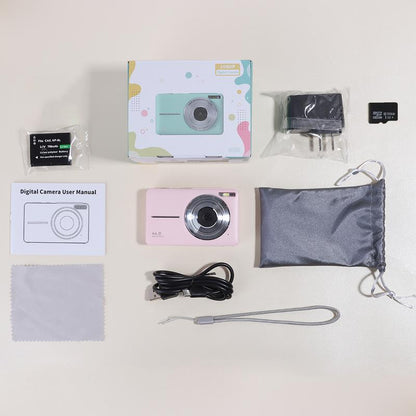 Camkory Digital Camera, Compact Protable Pocket Camera with 32GB SD Card, Self Timer，Anti-Shake, 16X Digital Zoom, FHD 1080P 44MP Point & Shoot Camera Suitable for Daily Photography and Holiday Gift【Light Pink】