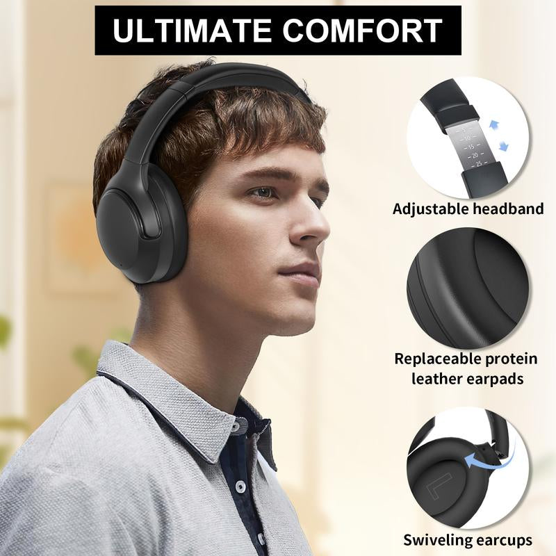 T-Fun NC50 Hybrid ANC Wireless Headphones, Built-In Mic, Low Latency,Be Aware of Safety Mode,Custom EQ, Over-Ear, Android/Iphone