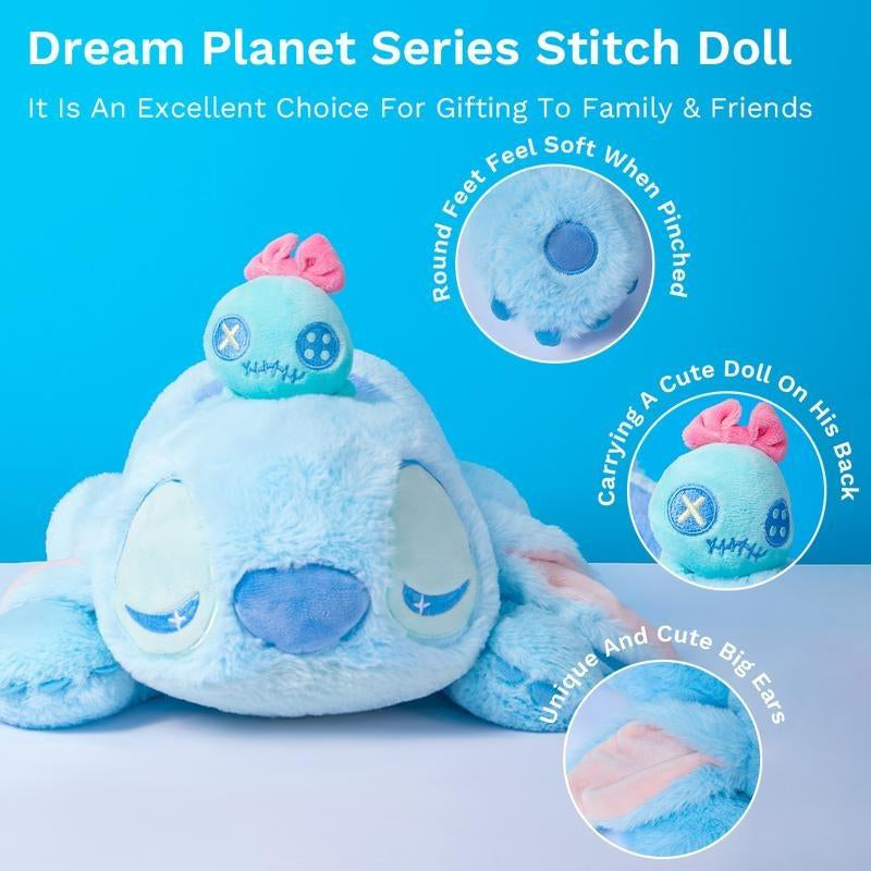 Dreamy Planet Series: 16 - Inch Stitch and Companion Plush Dolls in Lounge Pose - Perfect for Bedroom, Sofa, and Cuddling Stuffed Toys Huggable