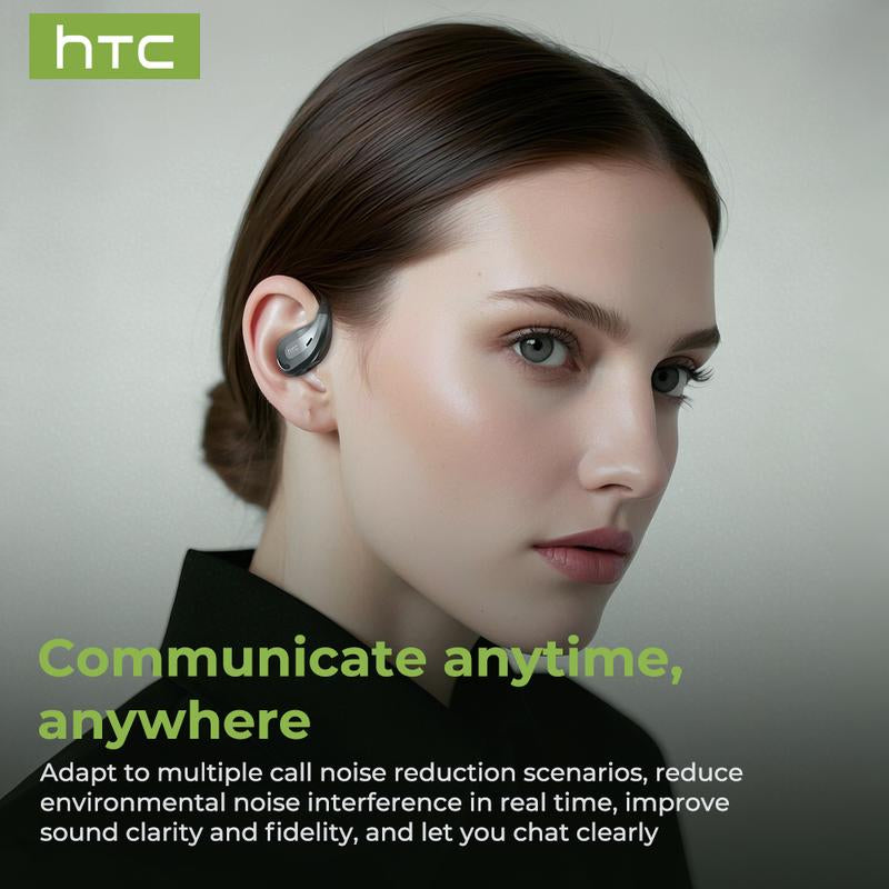 HTC NE18 AI Translation Bluetooth 6.0 Earphones with APP OWS Wireless Earbuds Stereo Support 135 Languages Real Time Bluetooth Translation IPX5 Waterproof Sports Headphones Built-In Microphone