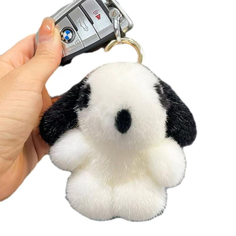 Puffy Shop Handmade Plush Cute Puppy Bag Charm Pendant Keychain Charms Soft Holiday Gift Handmade Pom Pom Keychain