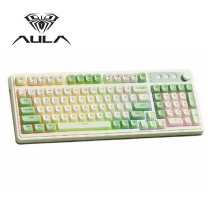 AULA S99 Key Keyboard, Tri-Mode Bluetooth/2.4Ghz/Usb-C Cute Creamy Gaming Keyboard with Number Pad RGB Backlit, Media Knob Custom for MAC Xbox PC Gamer Valentine'S Day Gift
