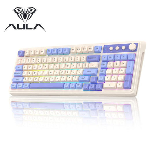 AULA S99 Key Keyboard, Tri-Mode Bluetooth/2.4Ghz/Usb-C Cute Creamy Gaming Keyboard with Number Pad RGB Backlit, Media Knob Custom for MAC Xbox PC Gamer Valentine'S Day Gift