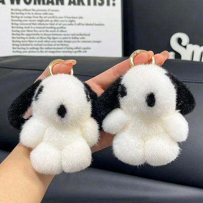 Puffy Shop Handmade Plush Cute Puppy Bag Charm Pendant Keychain Charms Soft Holiday Gift Handmade Pom Pom Keychain
