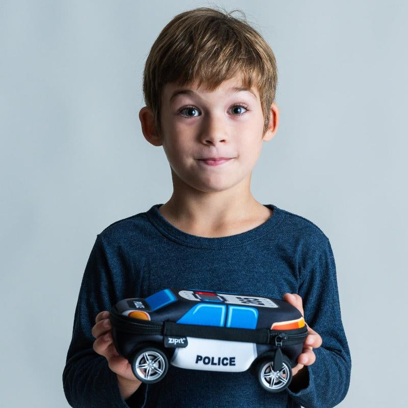 ZIPIT Truck Box - Cute Fire Truck & Police Car Design for Kids, Four Spinning Wheels, High-Quality Durable Storage