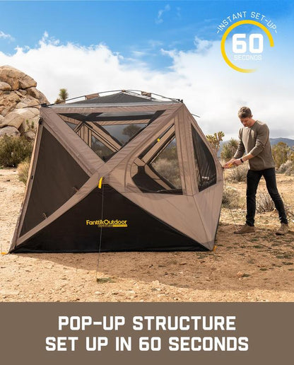 Fanttik Outdoor Zeta C4/C6 Pro Instant Cabin Tent 4/6 Person Portable Waterproof with Removable Canopy, Windproof, and High-Quality Materials Camping Equipment Spacious Interior