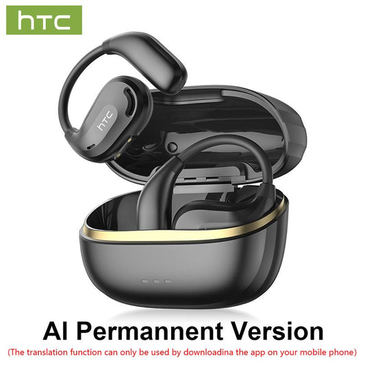 HTC NE18 AI Translation Bluetooth 6.0 Earphones with APP OWS Wireless Earbuds Stereo Support 135 Languages Real Time Bluetooth Translation IPX5 Waterproof Sports Headphones Built-In Microphone