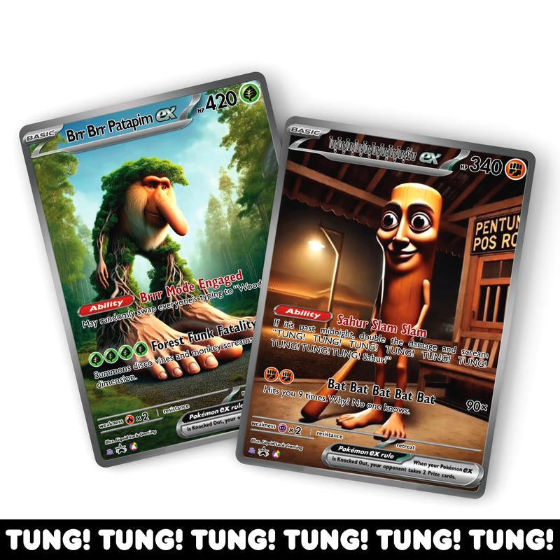 Italian Brainrot Pokemon - Custom Holographic Fan-Art Cards - Hilarious Affordable Gift for Meme & Pokemon Fans