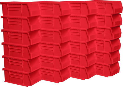 30220 Akrobins Plastic Storage Bins, Space-Saving Stackable Bins for Garage, Pantry, Craft Organization, 7-Inch X 4-Inch X 3-Inch, Red, 24-Pack