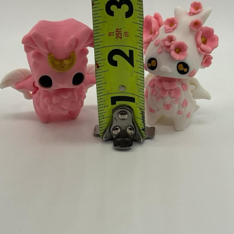 Pixie Buddies 3D Printed Collectable Figure Spring Fairies Moth Cherry Blossom - White & Pink Designs with Floral Accents