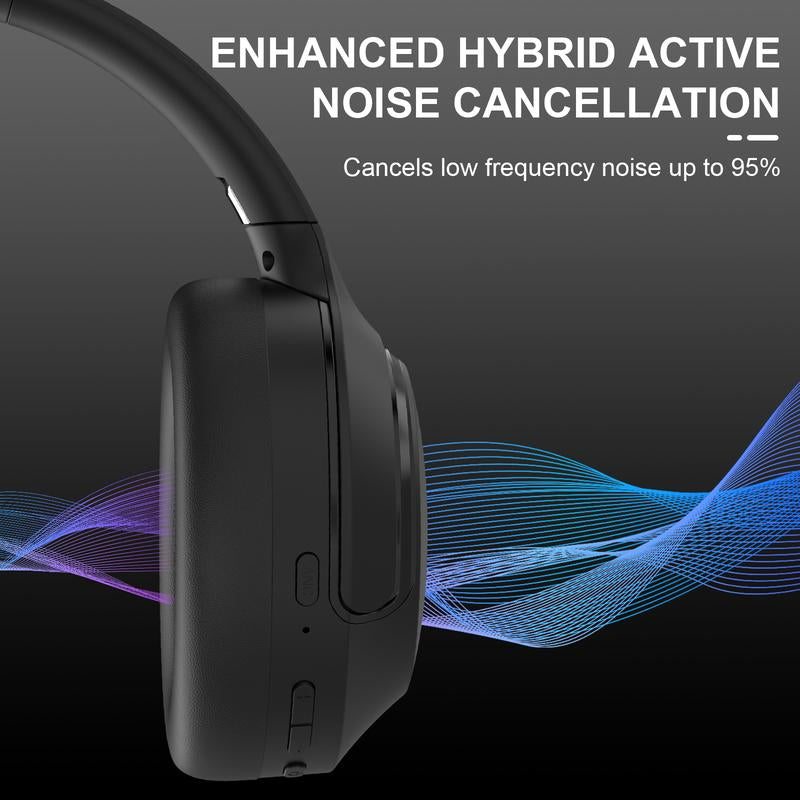 T-Fun NC50 Hybrid ANC Wireless Headphones, Built-In Mic, Low Latency,Be Aware of Safety Mode,Custom EQ, Over-Ear, Android/Iphone