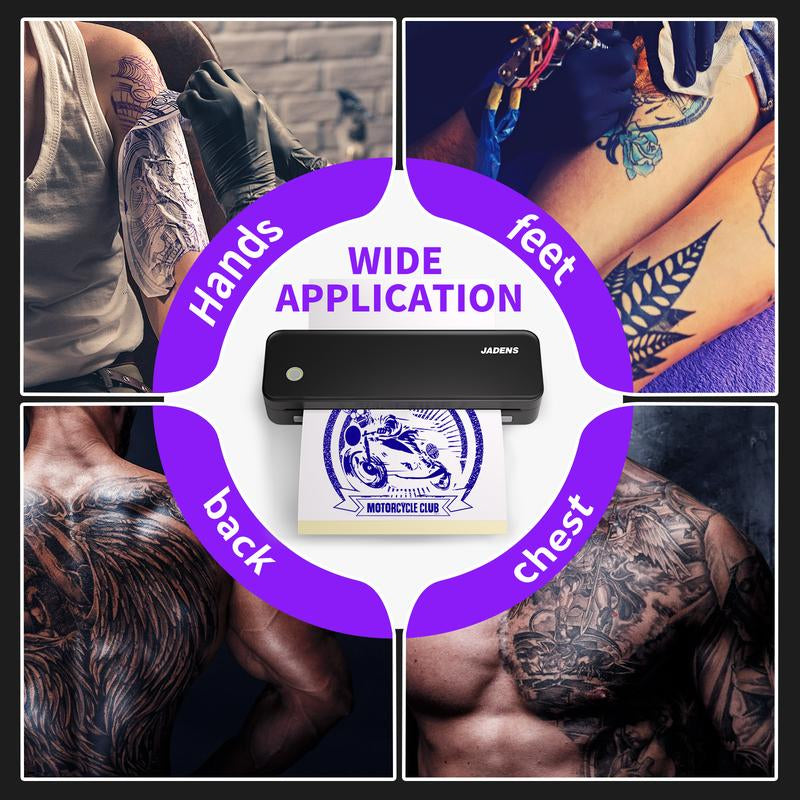 JADENS Wireless Tattoo Transfer Stencil Printer, Portable Thermal Tattoo Machine for Tattoo Beginners with 40Pcs Stencil Paper, Rechargeable & Inkless