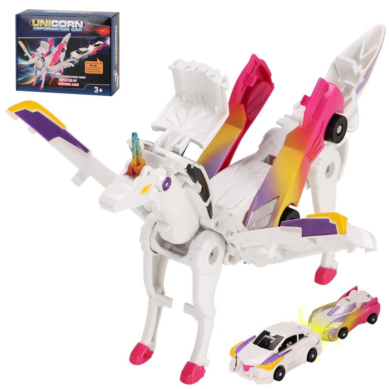 Transform Car Toys into Magical Flying Dinosaur and Unicorns!2Pcs Transforming Car-Robot for Kids, Automatic Deformation of Magnetic Connections. Cars Kids