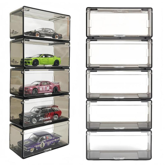 Super Mini Wheels 1:64 Display Case 5-Pack Clip on Storage Box for 1/64 Cars