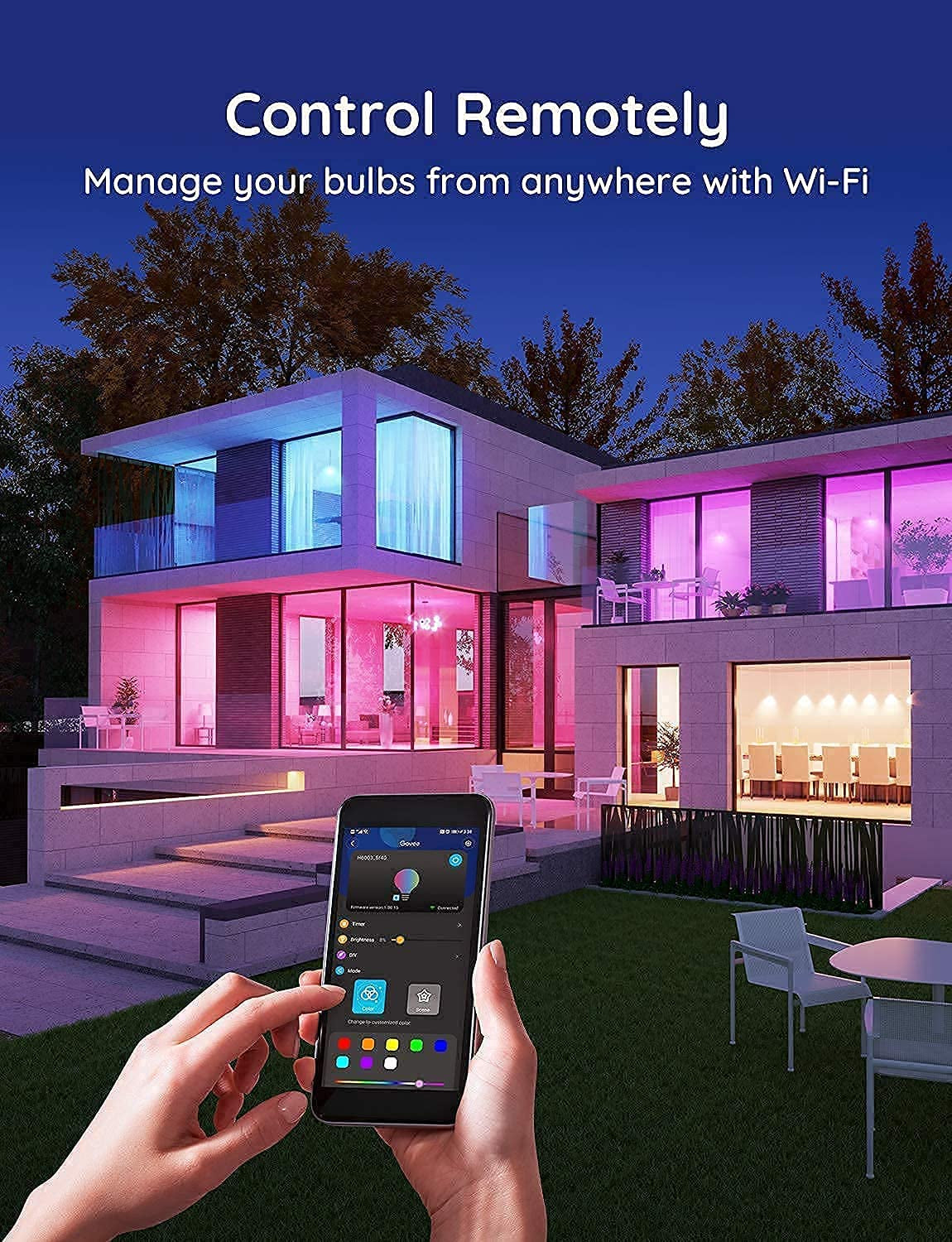 Smart Light Bulbs - Dimmable RGBWW Color Changing, Works with Alexa & Google Assistant, No Hub Required, 9W 60W Equivalent A19 LED for Bedroom Living Room (4 Pack)
