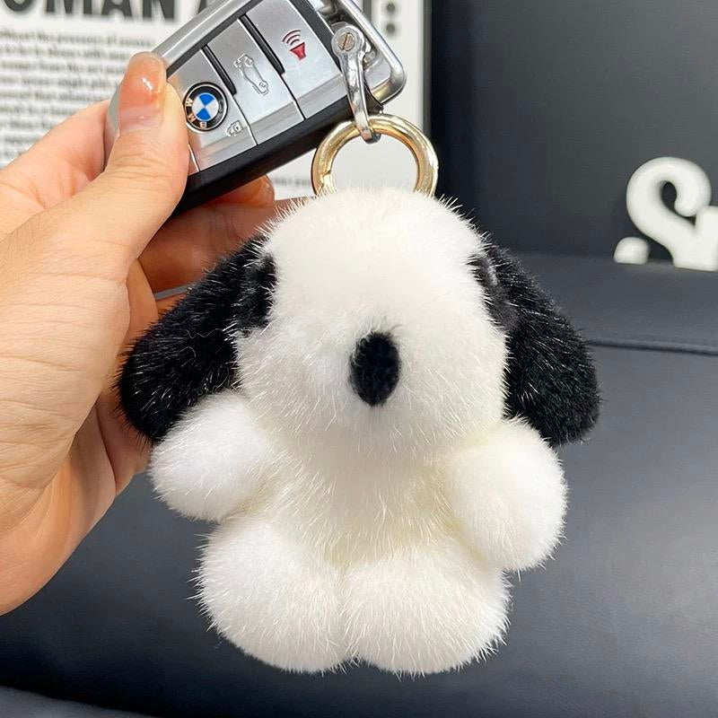 Puffy Shop Handmade Plush Cute Puppy Bag Charm Pendant Keychain Charms Soft Holiday Gift Handmade Pom Pom Keychain