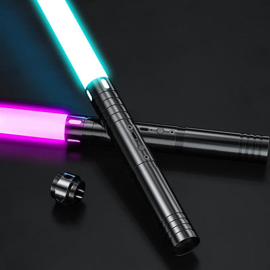 Metallic Handle RGB Light Saber, Portable USB Rechargeable Light Saber with 15 Light Color & 3 Sound Modes for Home Party, Cosplay, Indoor Recreation Gift, Gifts for Him