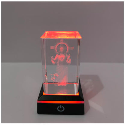 Cross Jesus Night Light Rectangular Glass with Multiple Adjustable Lighting Modes,May the Lord Watch over Your Darkness