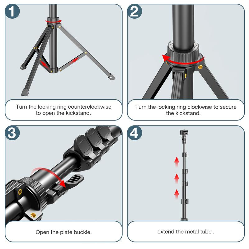 62'' Extendable Phone Tripod & Selfie Stick with Wireless Remote and Universal Holder, Compatible with Iphone, Android, and Cameras