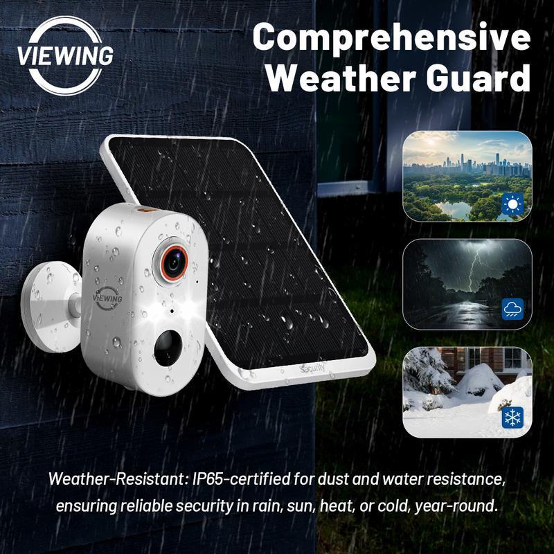 Viewing Solar Surveillance Camera 1080P 2K IP65 Weatherproof Mini Camera Wifi Bluetooth Outdoor Nightvision with People and Motion Detection